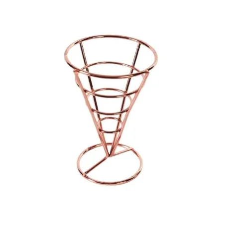 Canasta Conica de Alambre para Snacks 10 x 15 Centimetros de Color Oro Rosa TIPS TCW-025