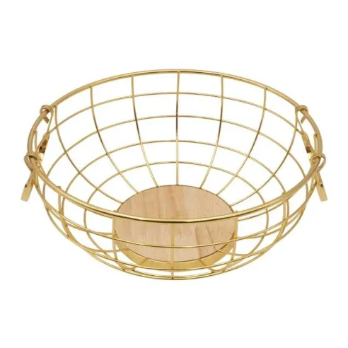 Canasta para Frutas Redonda de Metal de Color Dorado SIN ASIGNAR HP93-099A