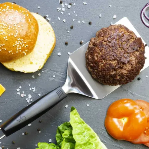 Espatula de Acero Inoxidable con Mango Negro para Hamburguesas LURCH 00230340