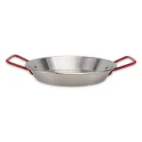 Paellera de Acero Inoxidable con  Agarradera Roja de 28 Centimetros TIPS HOK-030-5