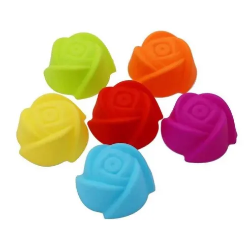 Molde de Silicon de Cupcake de Forma Rosa, Set de 6 Unidades TIPS 6C063