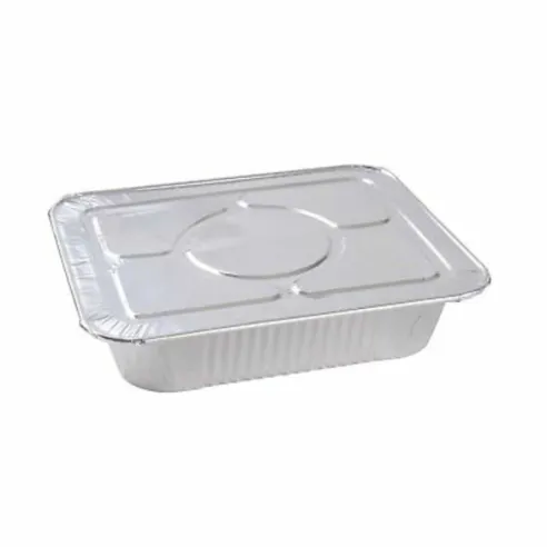 Molde de Aluminio Desechable con Tapa de 16.5 x 11.5 x 2.5 Pulgadas, Paquete de 100 Unidades TIPS D-225