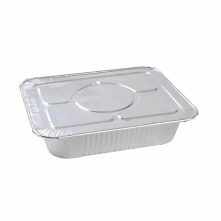 Molde de Aluminio Desechable con Tapa de 16.5 x 11.5 x 2.5 Pulgadas, Paquete de 100 Unidades TIPS D-225