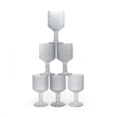 Copa de Vino de Vidrio de 240 Mililitros de Color Humo, Set de 6 Unidades TIPS KFG-007SM/HJ