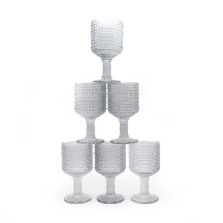 Copa de Vino de Vidrio de 240 Mililitros de Color Humo, Set de 6 Unidades TIPS KFG-007SM/HJ