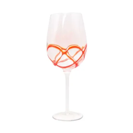 Copa de Vino Decorado con Detalle Rojo de 850 Mililitros, Set de 4 Unidades VETRO DHD-001/HJ