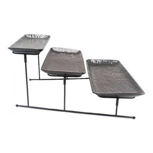Exhibidor para Buffet de 3 Niveles de Metal Color Negro TIPS JLA-007