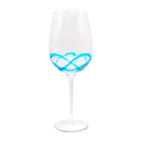 Copa de Vino Decorado con Detalle Azul de 850 Mililitros, Set de 4 Unidades VETRO DHD-002/HJ