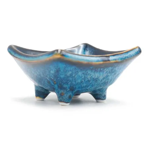 Plato de Ceramica con Pies de Color Azul de 3 Pulgadas TIPS QJC-034BL