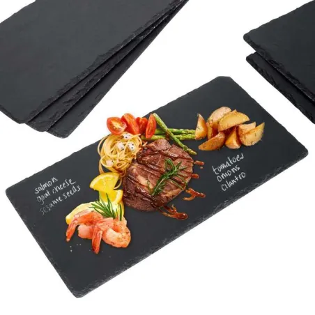 Plato Rectangular de Piedra de 40 x 20 Centimetros de Color Negro TIPS RSD01-14
