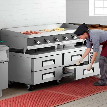 Base Refrigerada 4 Gavetas de Acero Inoxidable 184 Centimetros U-STAR CB72-HC