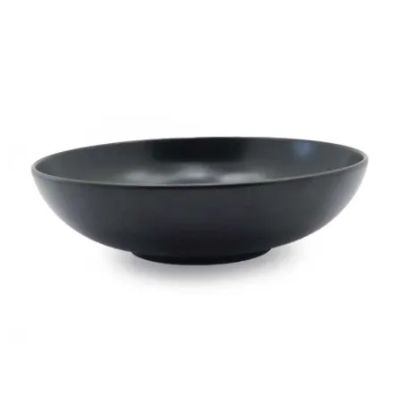 Plato Redondo Coupe Hondo de Porcelana 8.5 Pulgadas Negro Arenoso ARNI C1013-J09