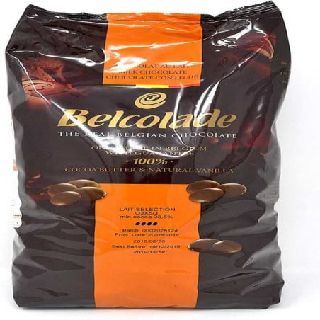 Botones de Cobertura de Chocolate con Leche Belga, 1000 Gramos PURATOS 4011245