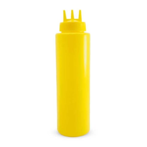 Botella para Salsas de Boquilla Triple de Plastico de 24 Onzas Amarillo MASTER CHEF BS24TA