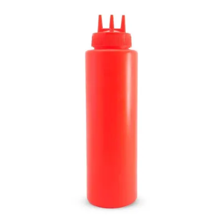 Botella para Salsas de Boquilla Triple de Plastico de 8 Onzas Roja MASTER CHEF BS08TR