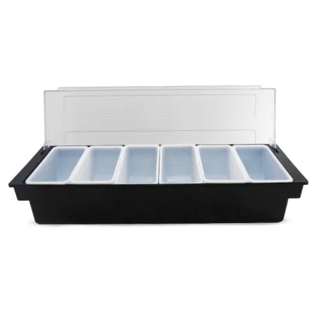 Porta Condimentos de Plastico de 6 Compartimientos de Color Negro MASTER CHEF CH3006