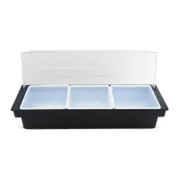 Porta Condimentos de Plastico de 3 Compartimientos de Color Negro MASTER CHEF CH3003