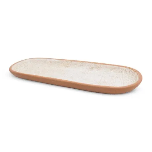 Plato de Ceramica Ovalado Coupe de 33 x 12.5 Centimetros de Color Blanco RUSTIC 20765-W
