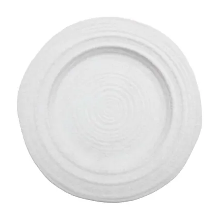 Plato de Ceramica Redondo de Borde Ancho de 27 Centimetros de Color Blanco RUSTIC 20592