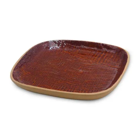 Plato de Ceramica Cuadrado Coupe de 19 Centimetros de Color Cobre RUSTIC 20761-C
