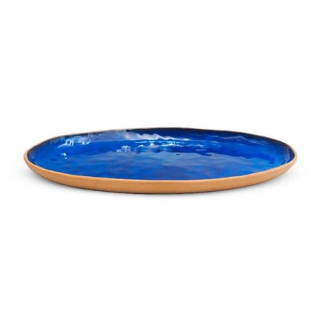 Plato de Ceramica Ovalado de 34.5 x 21 Centimetros de Color Azul RUSTIC 20727-B