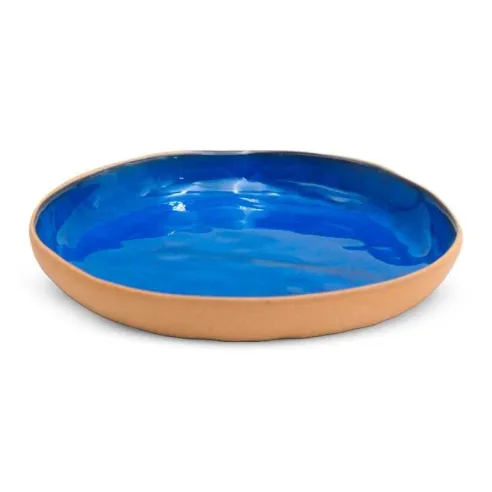 Plato de Ceramica Redondo de 26 Centimetros de Color Azul RUSTIC 20724-B