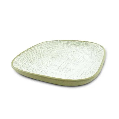 Plato de Ceramica Cuadrado Coupe de 26.5 Centimetros de Color Blanco RUSTIC 20763-W