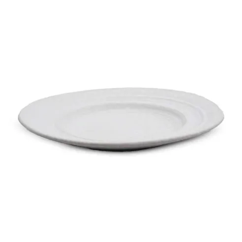 Plato de Ceramica Redondo de Borde Ancho de 29.5 Centimetros de Color Blanco RUSTIC 20574