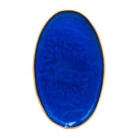 Plato de Ceramica Ovalado de 34.5 x 21 Centimetros de Color Azul RUSTIC 20727-B
