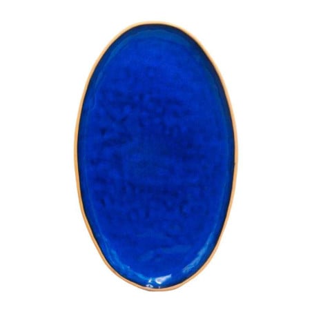 Plato de Ceramica Ovalado de 34.5 x 21 Centimetros de Color Azul RUSTIC 20727-B