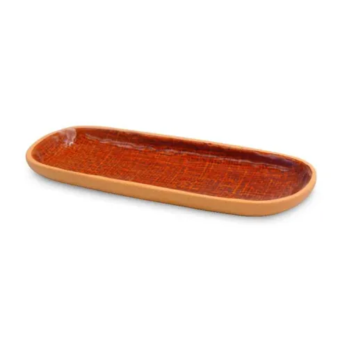 Plato de Ceramica Ovalado Coupe de 33 x 12.5 Centimetros de Color Cobre RUSTIC 20765-C