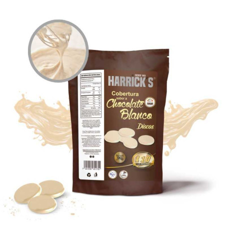 Cobertura de Chocolate Blanco 110 en Forma de DIscos de 1000 Gramos HARRICK´S 02140203281