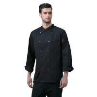 Gabacha de Manga Larga Cruzada con Broches para Chef de Color Negro Talla XL CHECKEDOUT CU104C0100A1-XL