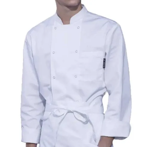 Gabacha de Manga Larga Cruzada con Broches para Chef de Color Blanco Talla S CHECKEDOUT CU104C0200A1-S