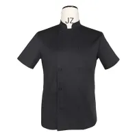 Gabacha de Manga Corta Cruzada con Botones para Chef de Color Negro Talla XL CHECKEDOUT CU104D0100F-XL