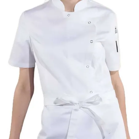 Gabacha de Manga Corta para Chef de Mujer de Color Blanco Talla M CHECKEDOUT CW114D0200E1-M