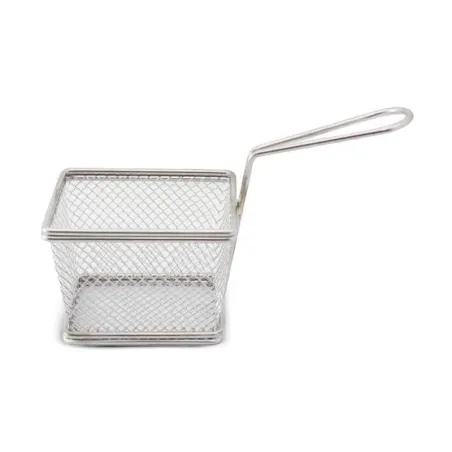 Canasta Mini Snacks de Acero Inoxidable de 5 x 4.5 x 3.5 Pulgadas de Color Plateado TIPS B-299 SILVER