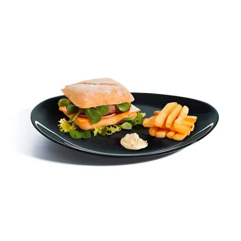 Plato de Vidrio Ovalado Evolutions de 30 x 26 Centimetros de Color Negro ARCOROC P1140