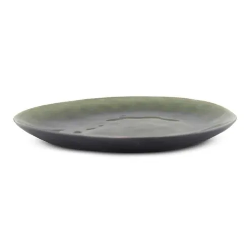 Plato Ovalado de Ceramica 28.5 x 24 Centimetros Verde BELLARTE LDX-P00220