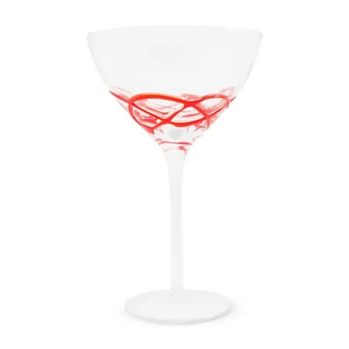 Copa para Margarita con Decoracion Rojo, Set de 4 Unidades VETRO DHD-004/HJ
