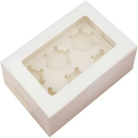 Caja Porta Cupcake de 6 Cavidades 23.5 x 15.5 x 7.5 Centimetros Blanco MASTER CHEF 0761105