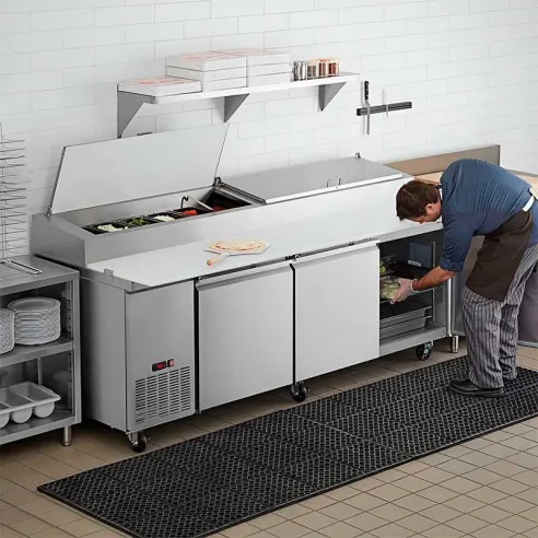 Mesa Refrigerada para Preparacion de Pizza de Acero Inoxidable 3 Puertas 93 Pulgadas U-STAR PICL3-E-HC