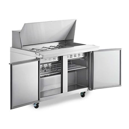 Mesa de Preparacion Mega Top con 2 Puertas de Acero Inoxidable 120 Centimetros U-STAR SCLM2-E-HC