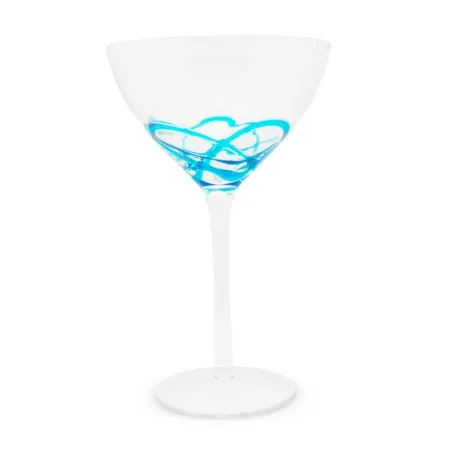 Copa para Margarita con Decoracion Azul, Set de 4 Unidades VETRO DHD-003/HJ