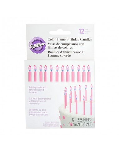 Candela de Llama Rosada, Set de 12 Unidades WILTON 2811-3696