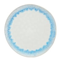 Plato Redondo de Ceramica 22 Centimetros Blanco con Celeste BELLARTE LDX-P00088 2