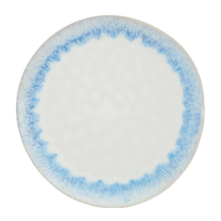 Plato Redondo de Ceramica 28 Centimetros Blanco con Azul BELLARTE LDX-P00087