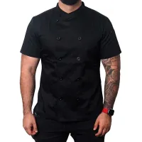 Gabacha Cruzada Negra Manga Corta Talla 2XL CHECKEDOUT CU102D0100A-2XL