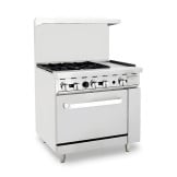 Cocina de 4 Quemadores con Horno y Plancha de 12 Pulgadas QUANTUM PRO EC-4-12GH
