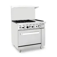 Cocina de 4 Quemadores con Horno y Plancha de 12 Pulgadas QUANTUM PRO EC-4-12GH